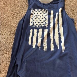 Blue Sleeveless Top with Flag Design